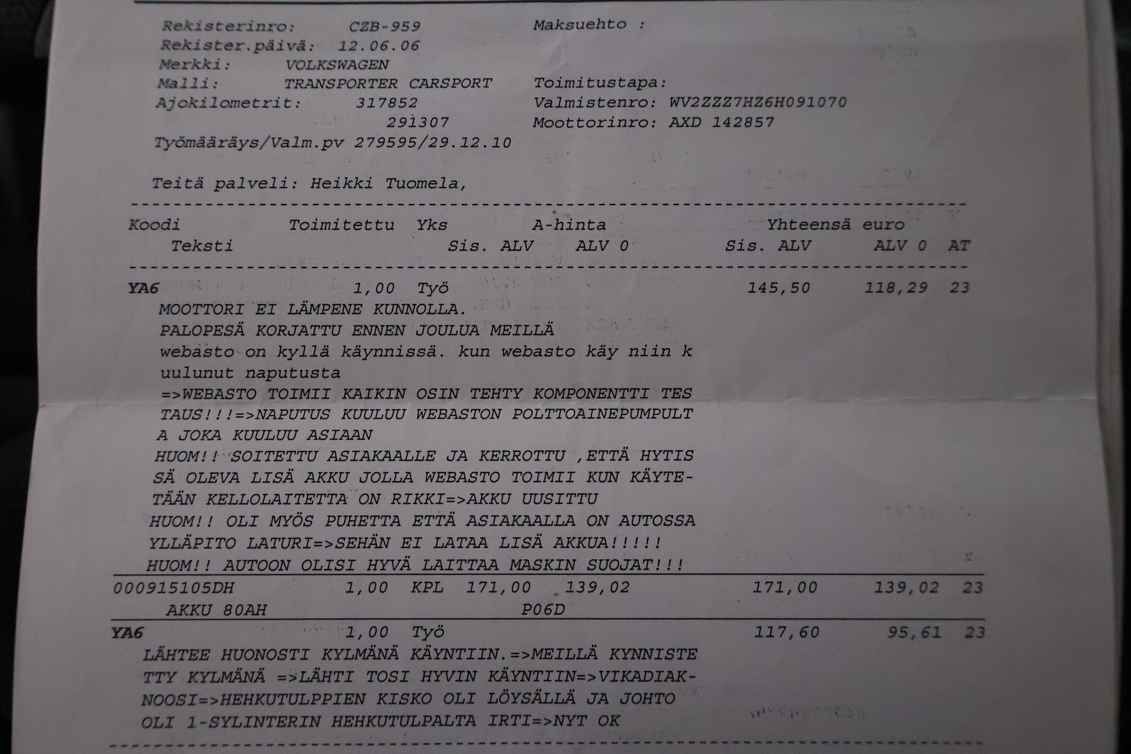 VOLKSWAGEN Transporter 2006