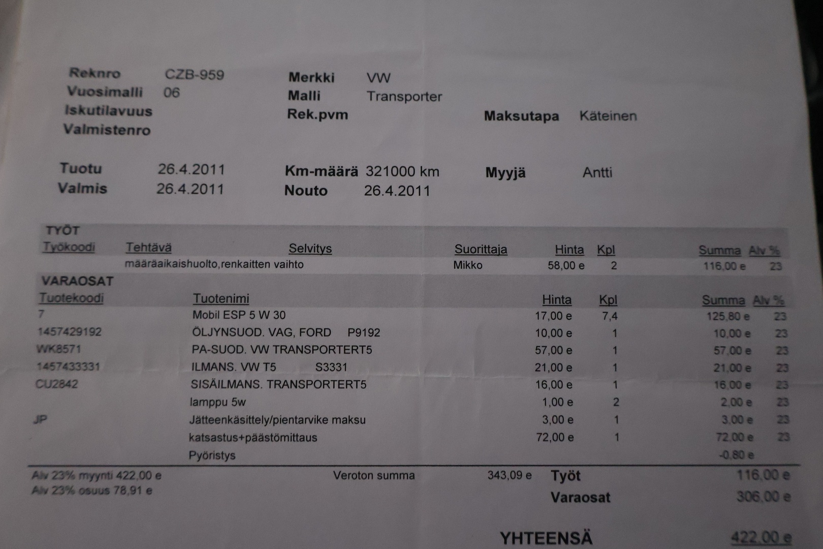 VOLKSWAGEN Transporter 2006