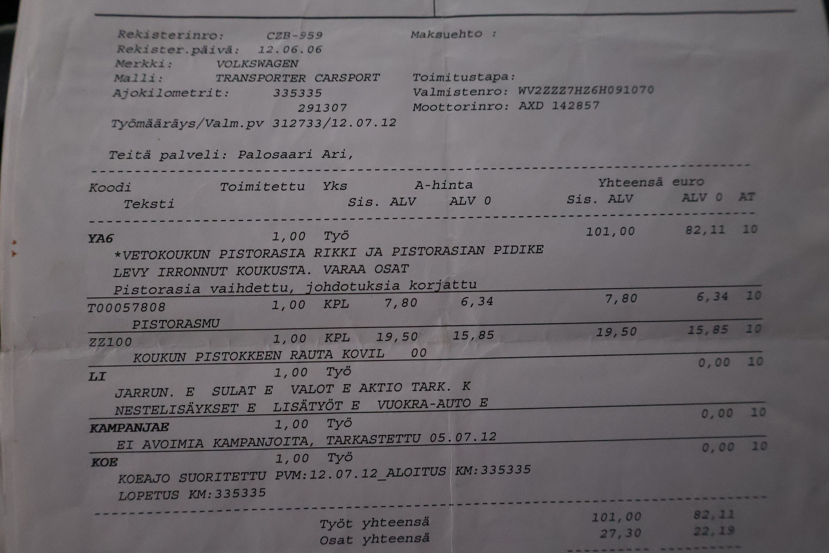 VOLKSWAGEN Transporter 2006