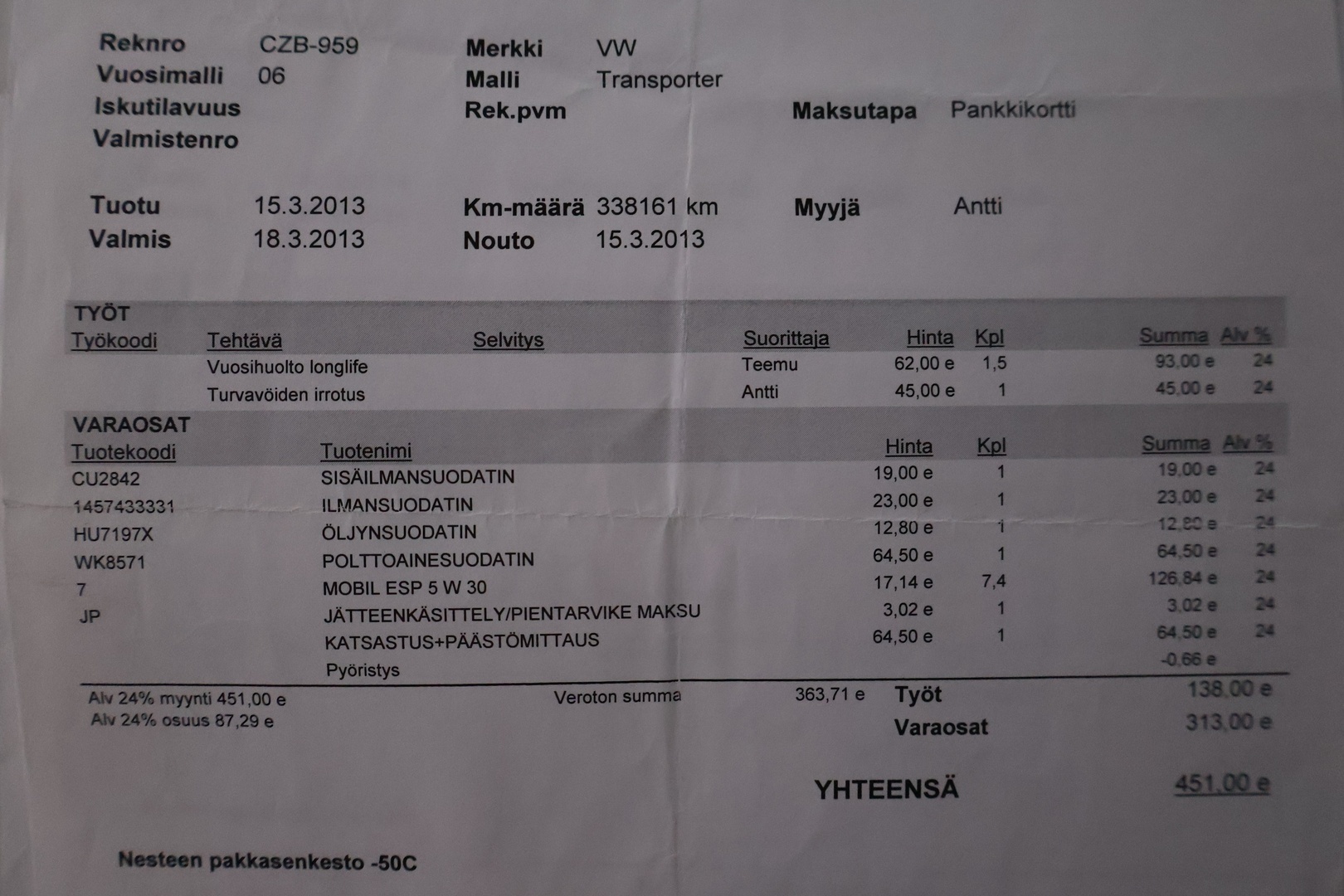 VOLKSWAGEN Transporter 2006