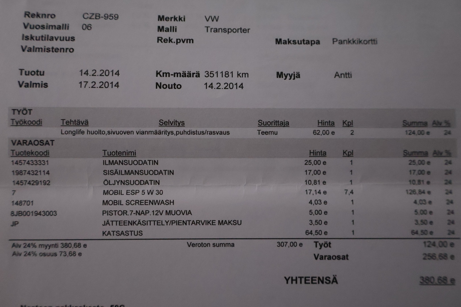 VOLKSWAGEN Transporter 2006