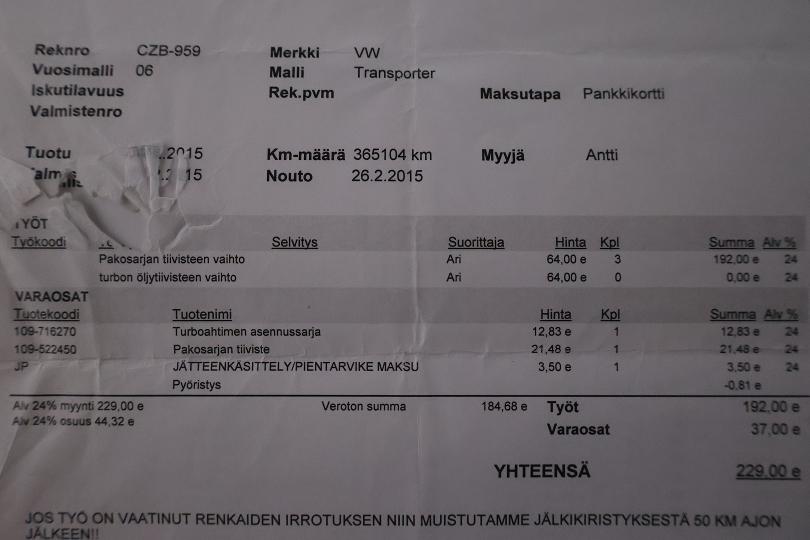 VOLKSWAGEN Transporter 2006