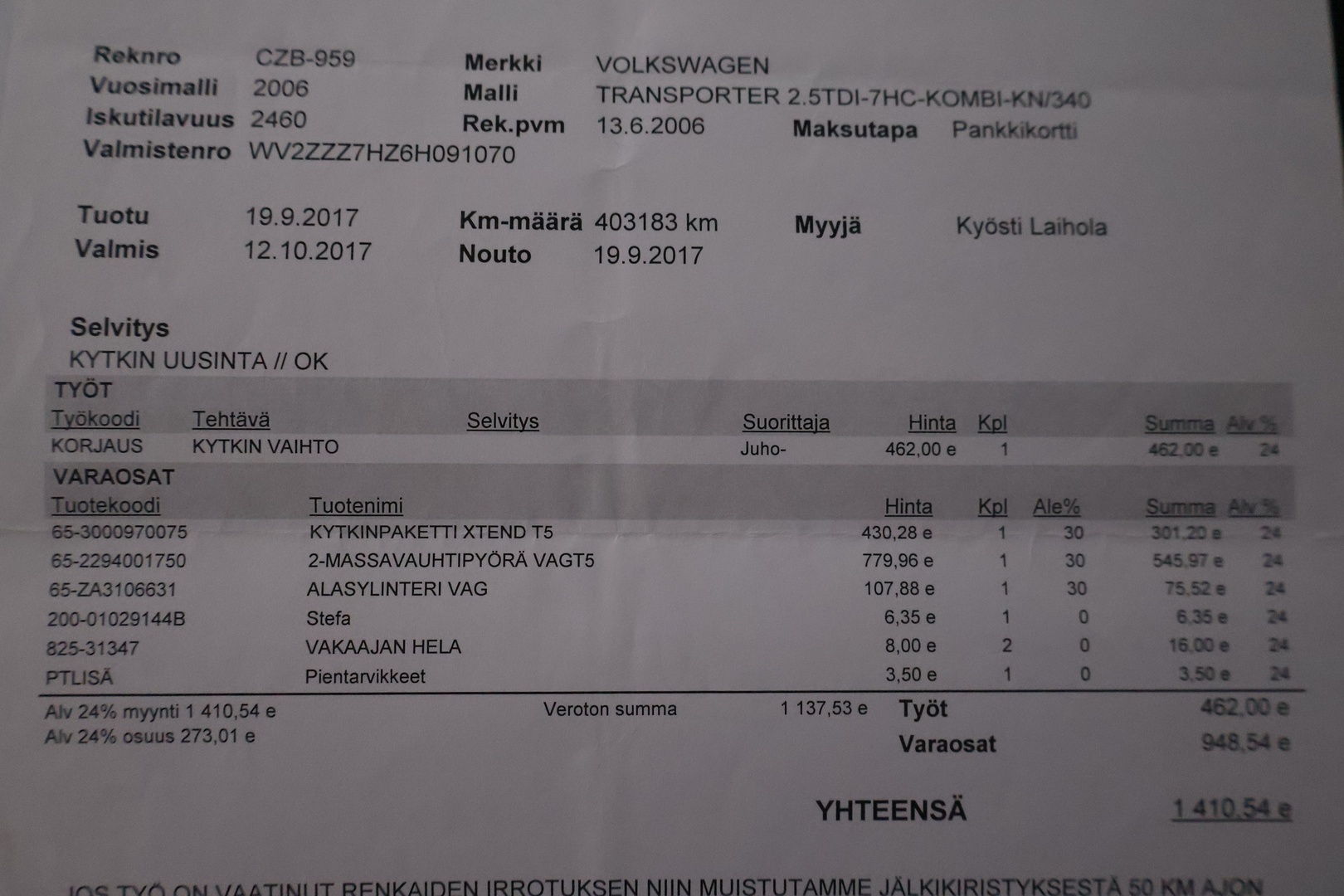 VOLKSWAGEN Transporter 2006