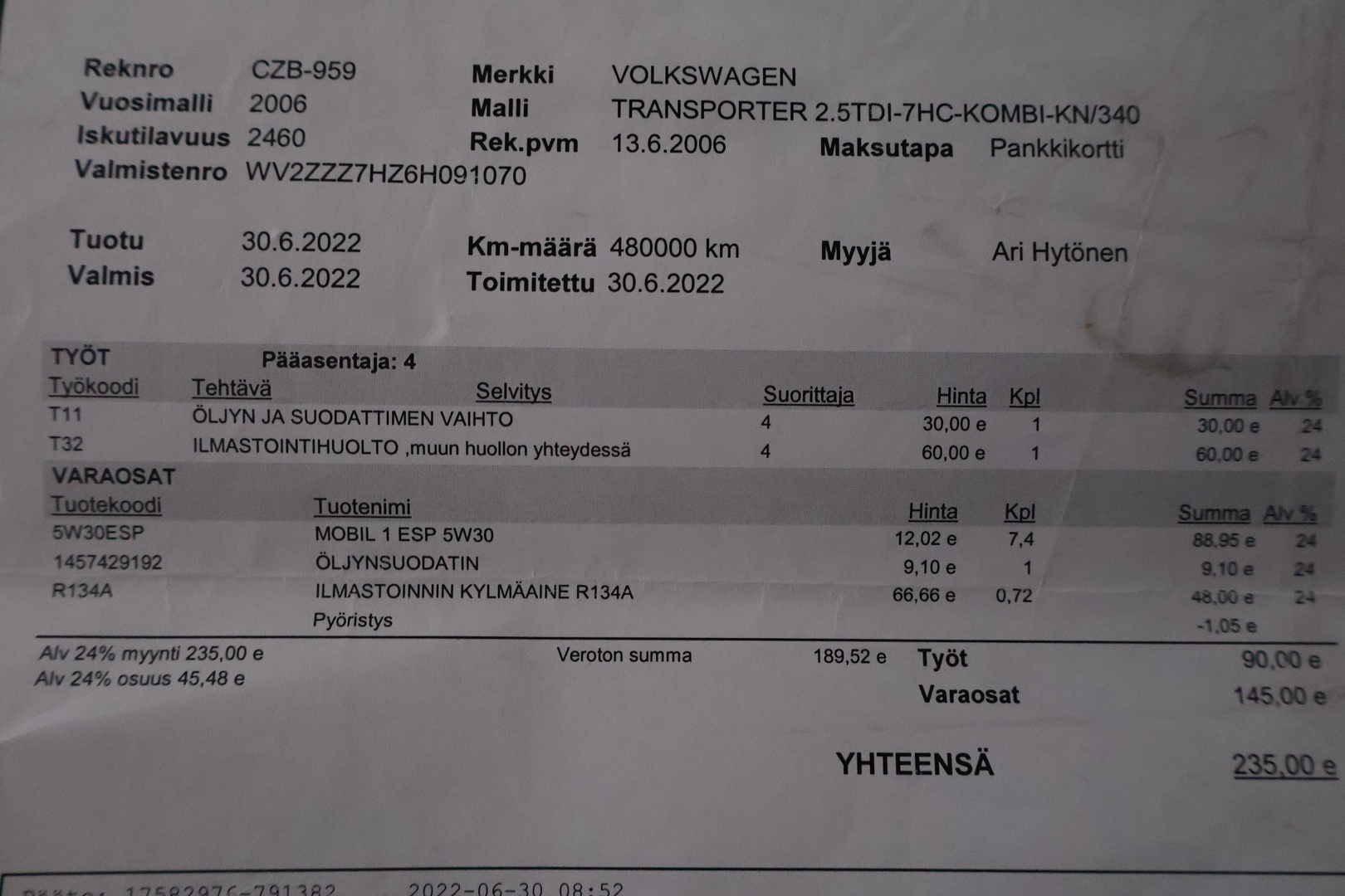 VOLKSWAGEN Transporter 2006