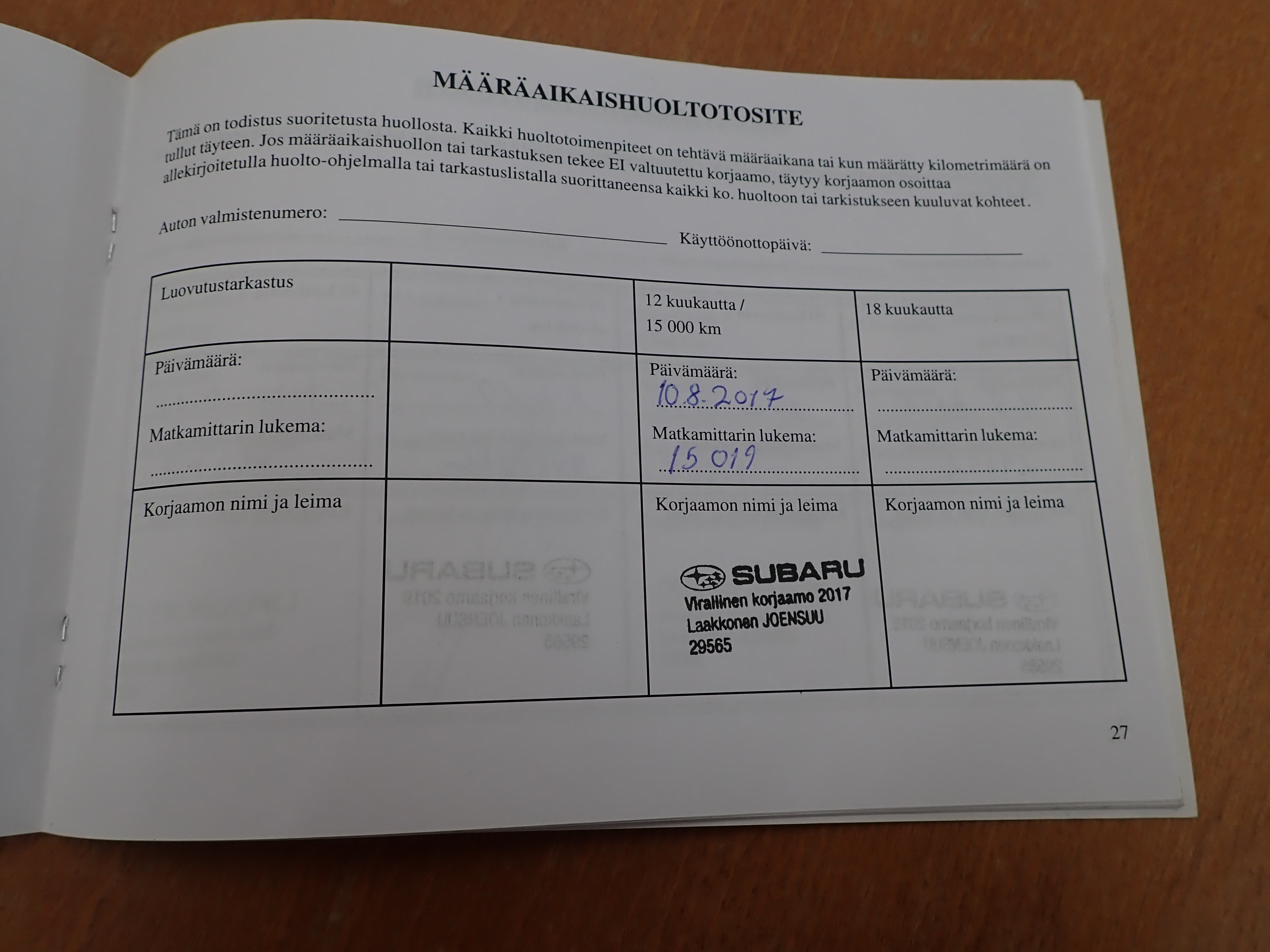 SUBARU FORESTER 2016