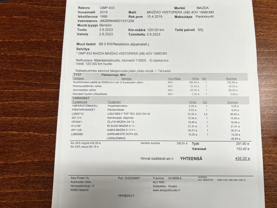 5HB 2,0 (120) SKYACTIV-G Premium Plus 6MT 5ov BV2 Ledvalot / Peruutustutka / Navi