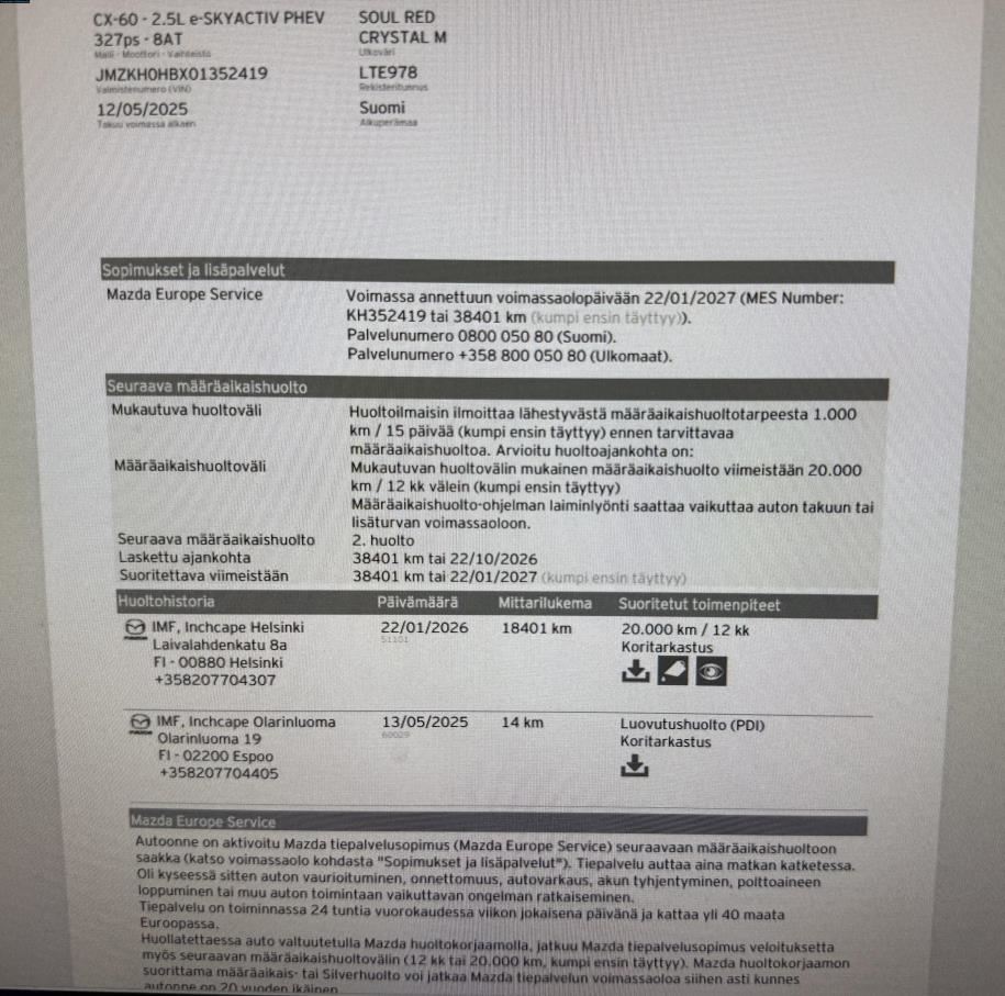 2.5 PHEV 8AT Exclusive-line Driver Assistance Suomiauto / Tehdastakuu 5/2031 asti / 2x renkaat